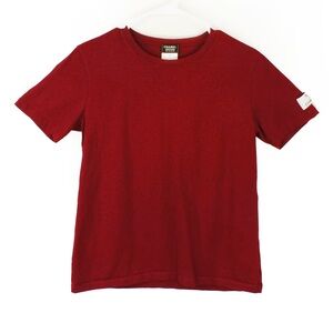 Chanel Uniform Red Short Sleeve Cotton Shirt